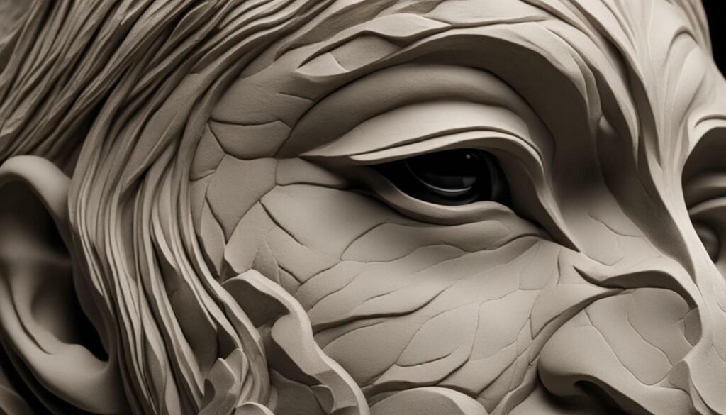 clay sculpture with realistic skin texture