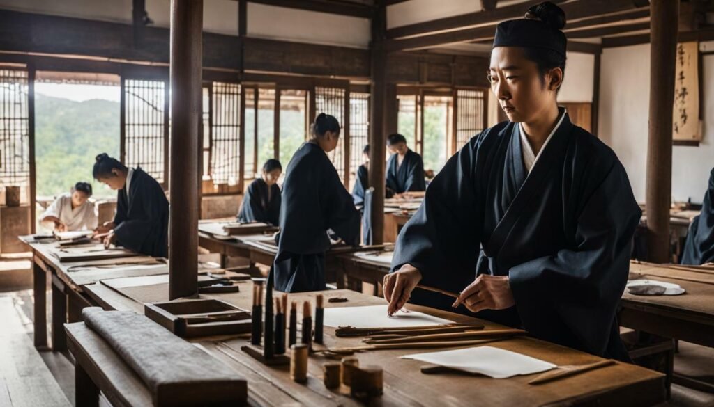 Calligraphy Brushwork in a workshop setting