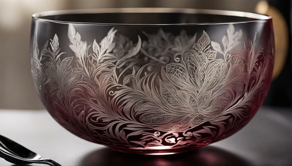 Etched wine glass