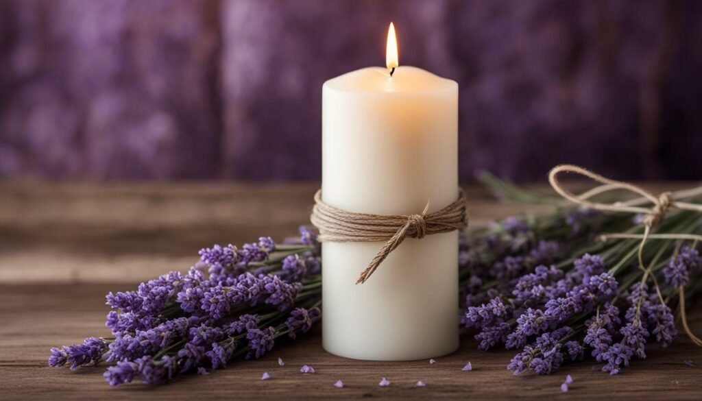 candle with lavender flowers